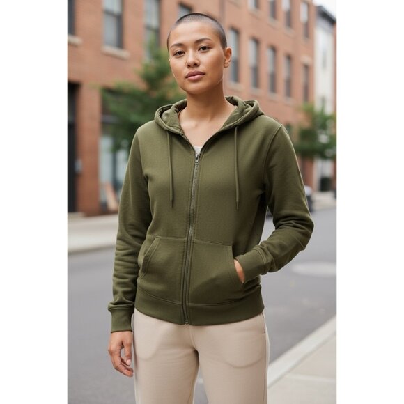 Pact Organic Cotton Hoodie Sweatshirt Full Zip Jacket Large Green Sustainable - Picture 1 of 16